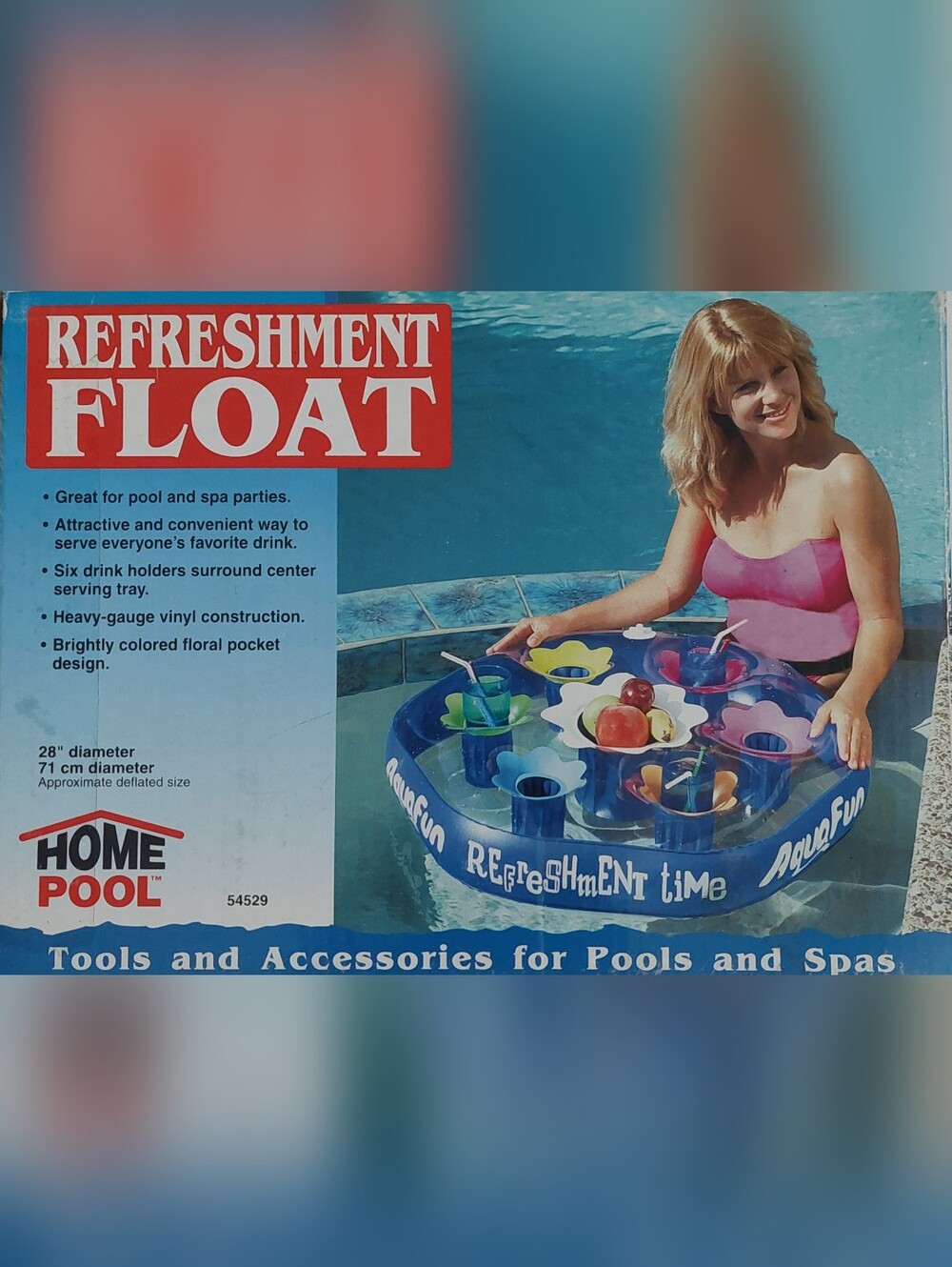 Inflatable AQUAFUN Pool REFRESHMENT FLOAT Tray NIB